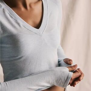 FP Movement by Free People Sky Blue V-Neck Crop Top